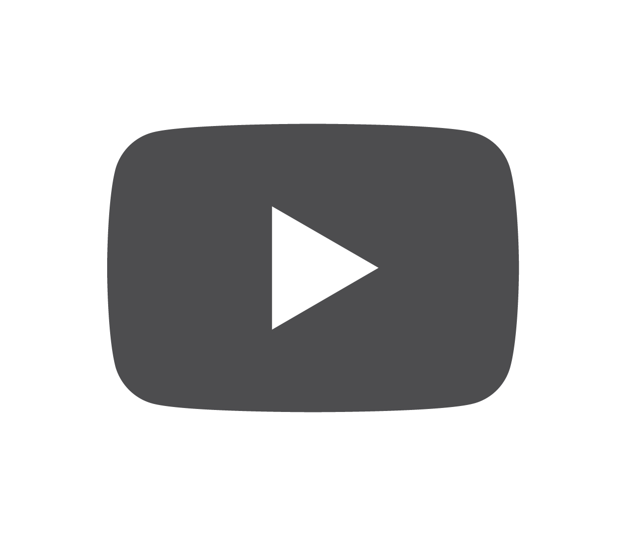 a grey play button with a black background