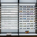 STK wall display with top cap, LED shelves, 930x1780x320 mm, LED, 5 logo holders incl.