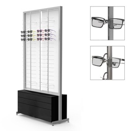 FS display, 2 rotating plates, 8 rods (144), 3 drawers (50 frames+50 cases), 1032x1980x400 mm