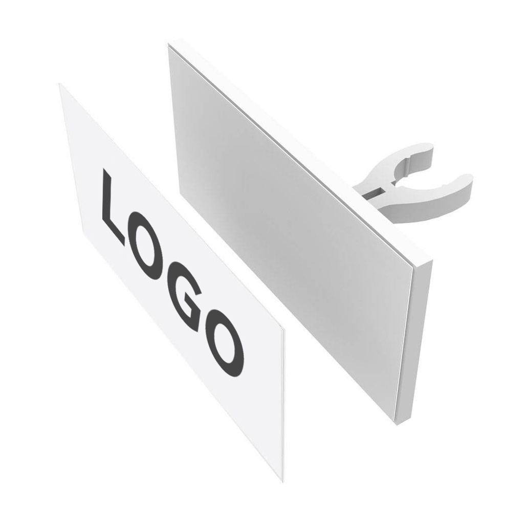 Logo holder for rod, acrylic, magnetic 120x50 mm