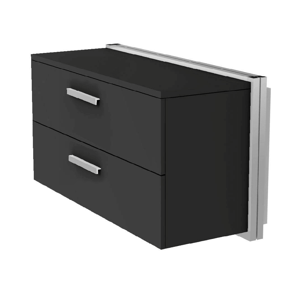 Wall cabinet, 2 deep drawers with handles, soft-close