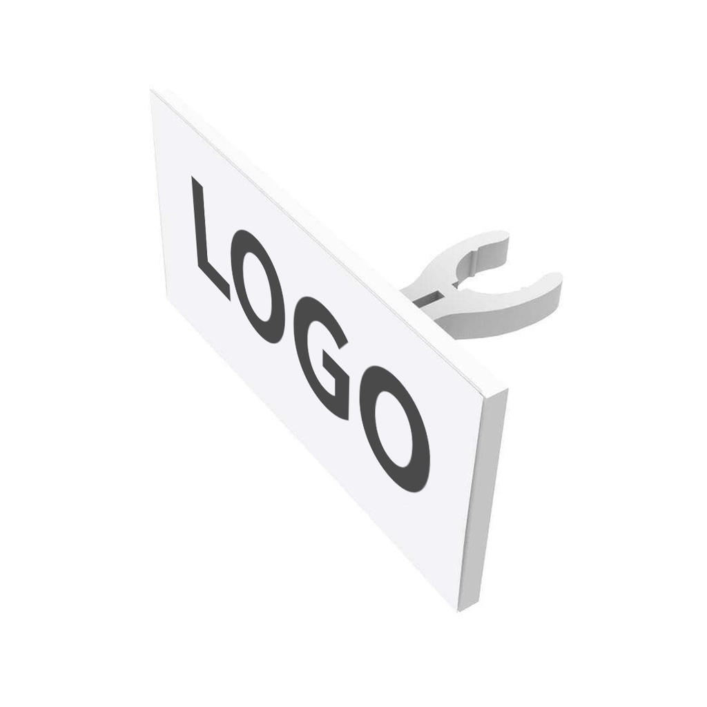 Logo holder for rod, acrylic, magnetic 120x50 mm