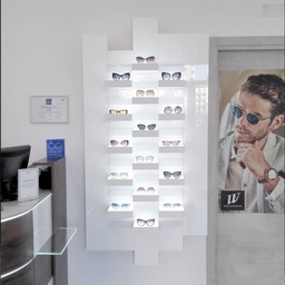 Stripe front with drilled holes, white acrylic