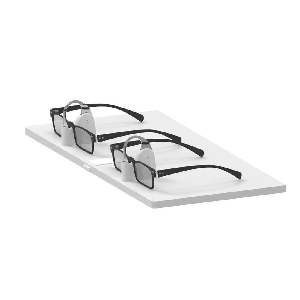 Unilock plate with lockable frame holders, white acrylic