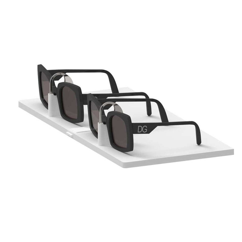 Unilock plate with lockable extended frame holders, white acrylic