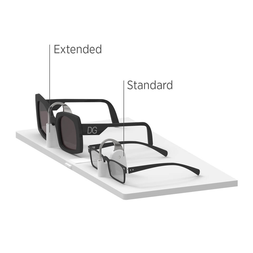Unilock plate with lockable extended frame holders, white acrylic