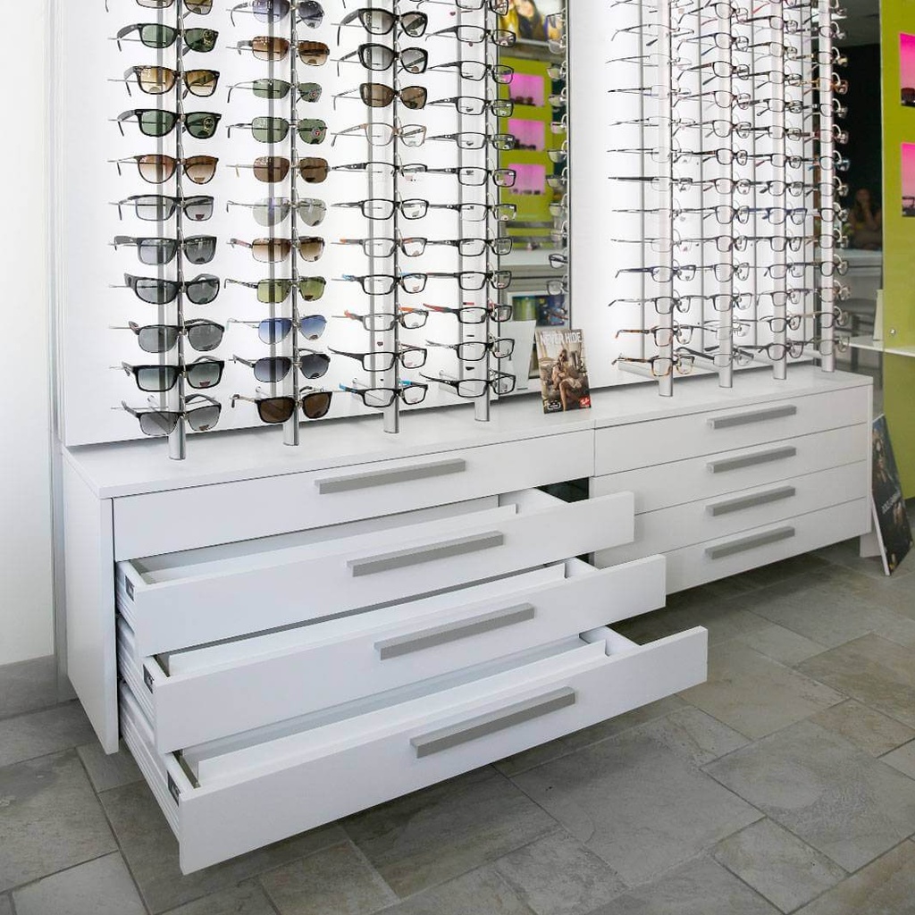 Wall cabinet, 4 drawers with handles, white