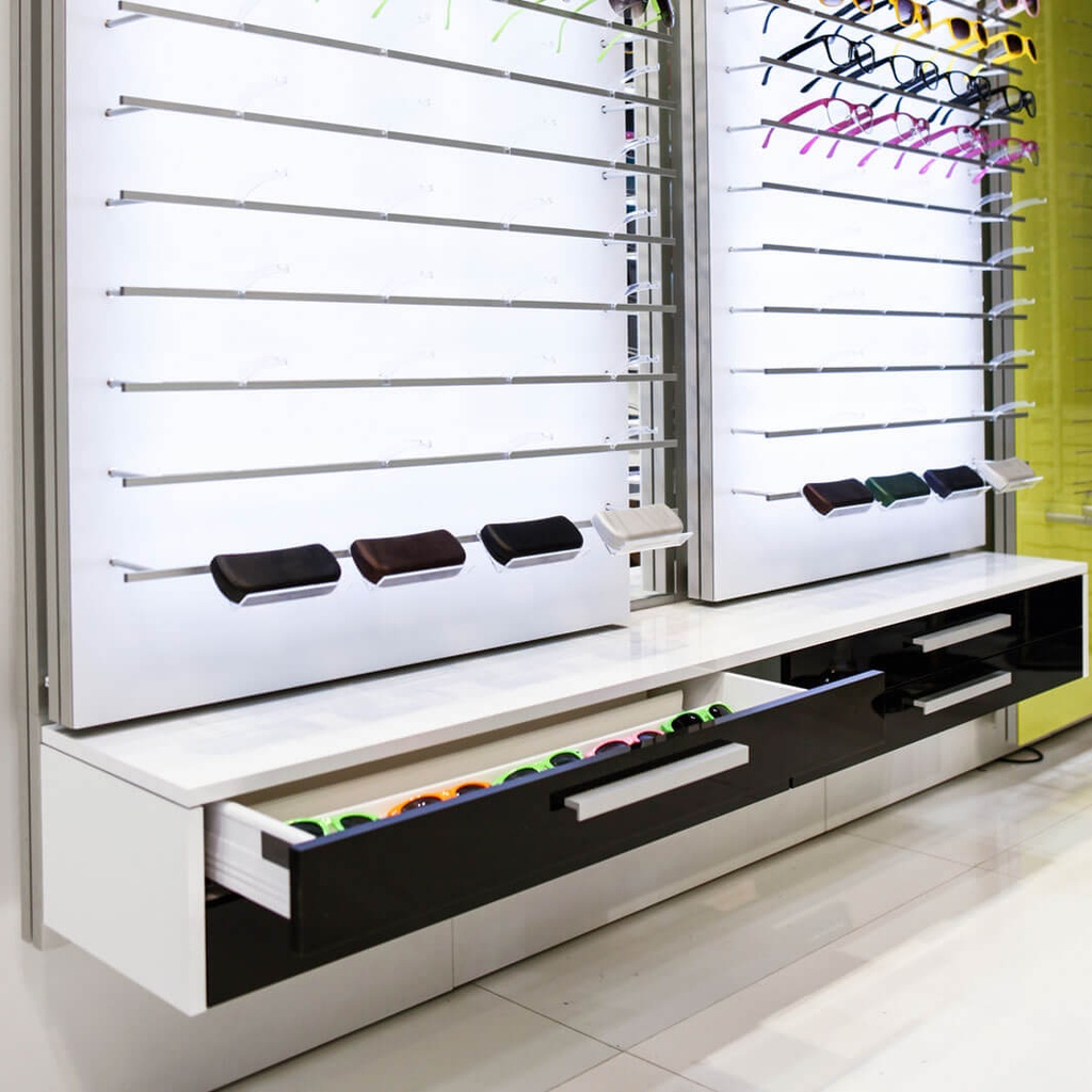 Wall cabinet, 2 shallow drawers with handles, white