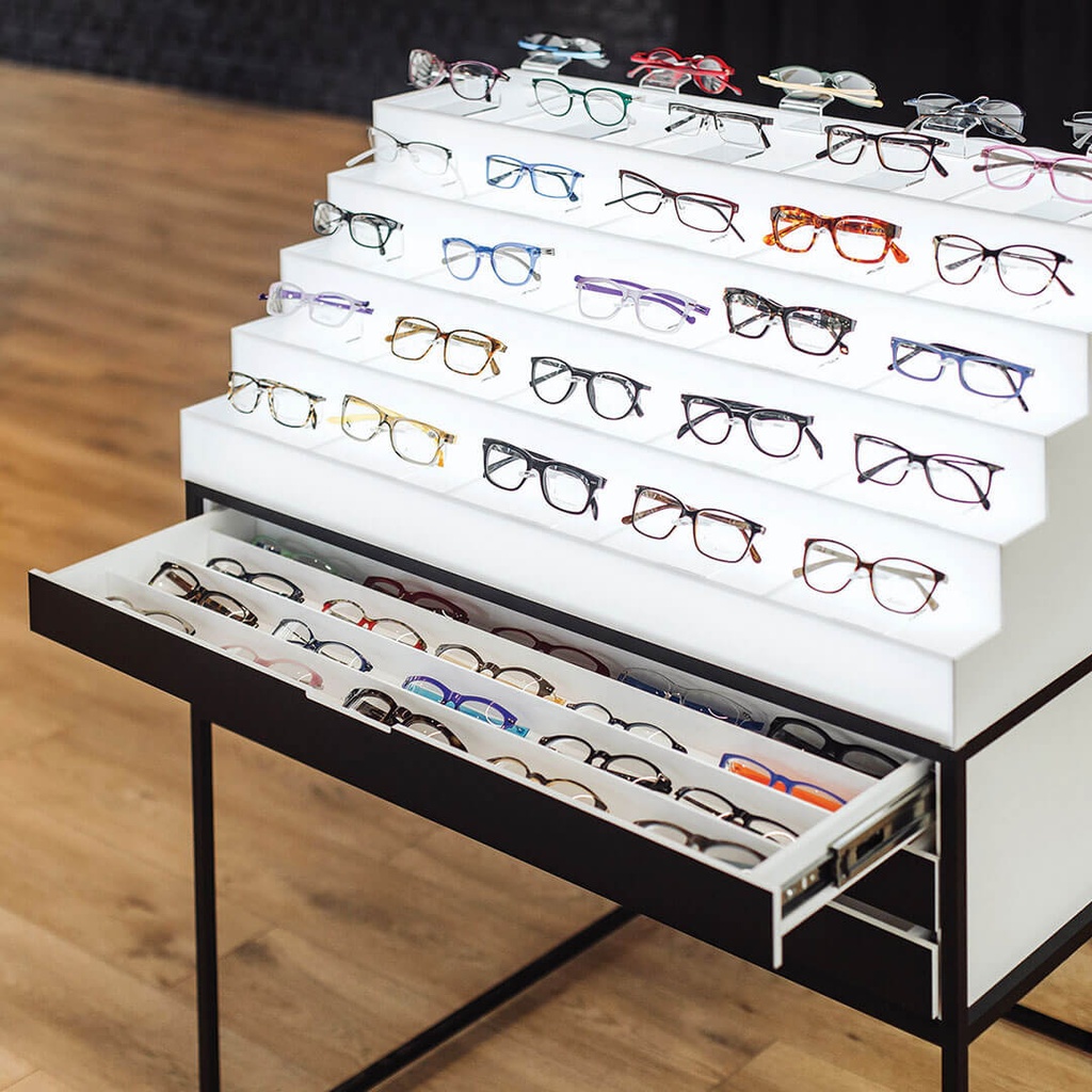 STK Gondola, top with 9 shelves (50), 6 drawers (150), 900x1150x785 mm