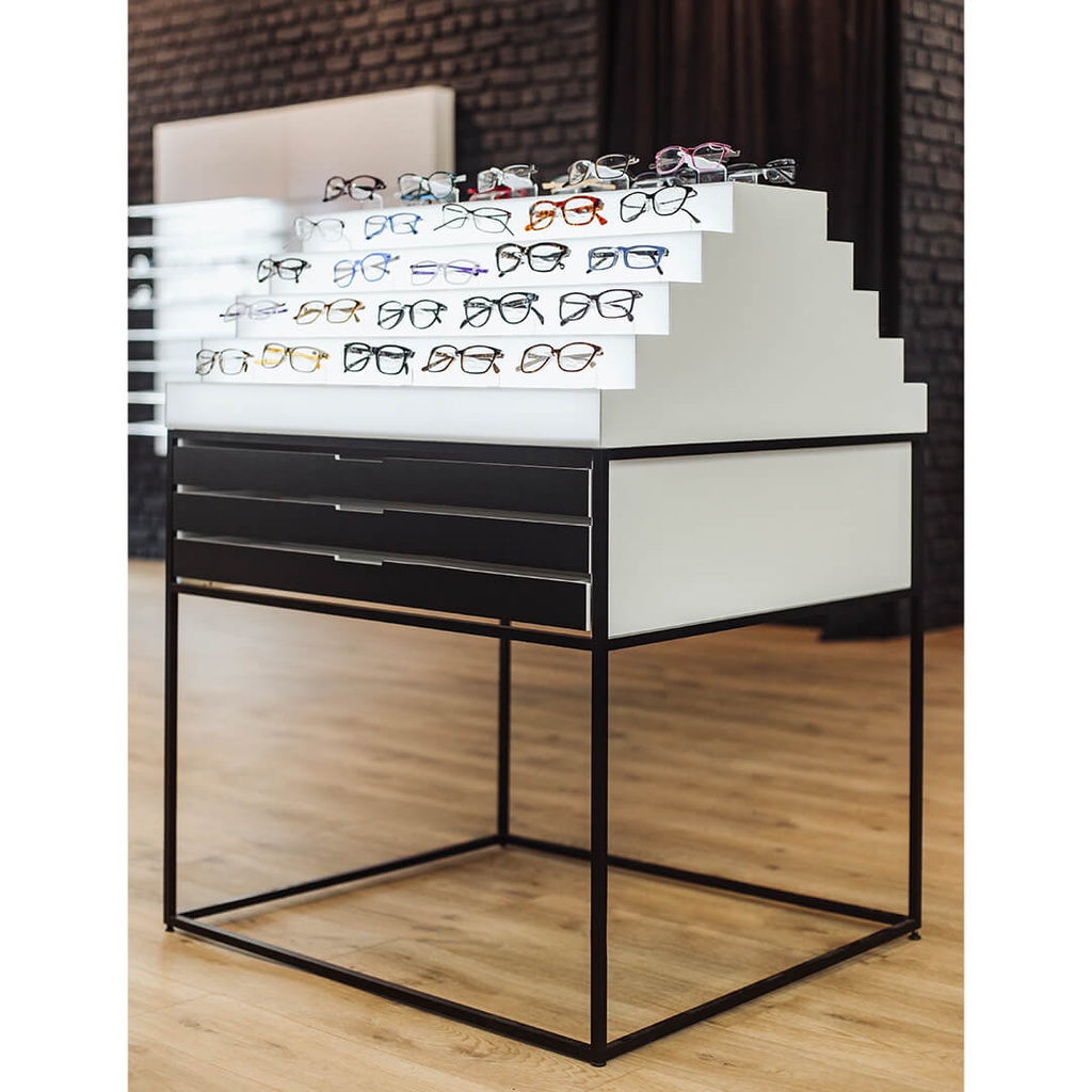 STK Gondola, top with 9 shelves (50), 6 drawers (150), 900x1150x785 mm