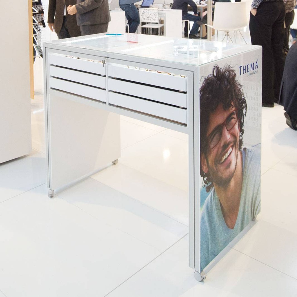 Showcase table with tray(s), acrylic