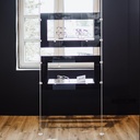 Sky Line display, 2 plates with transparent shelves, acrylic, 900x1600-4500 mm