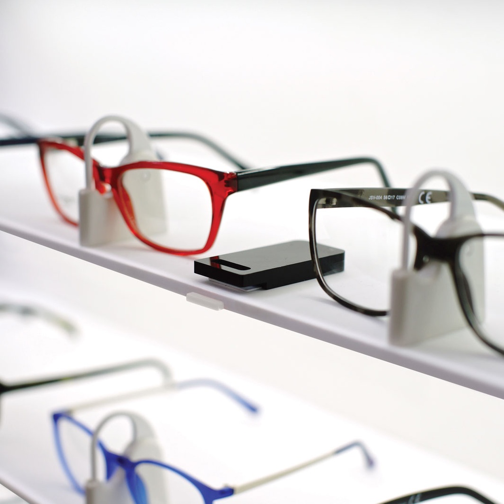 Unilock wall display, 7 LED shelves, lockable frame holders