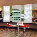 Vera wall display, 7 glass LED shelves