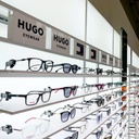 STK wall display with shelves, 930x1530x320 mm, LED, 5 logo holders incl.