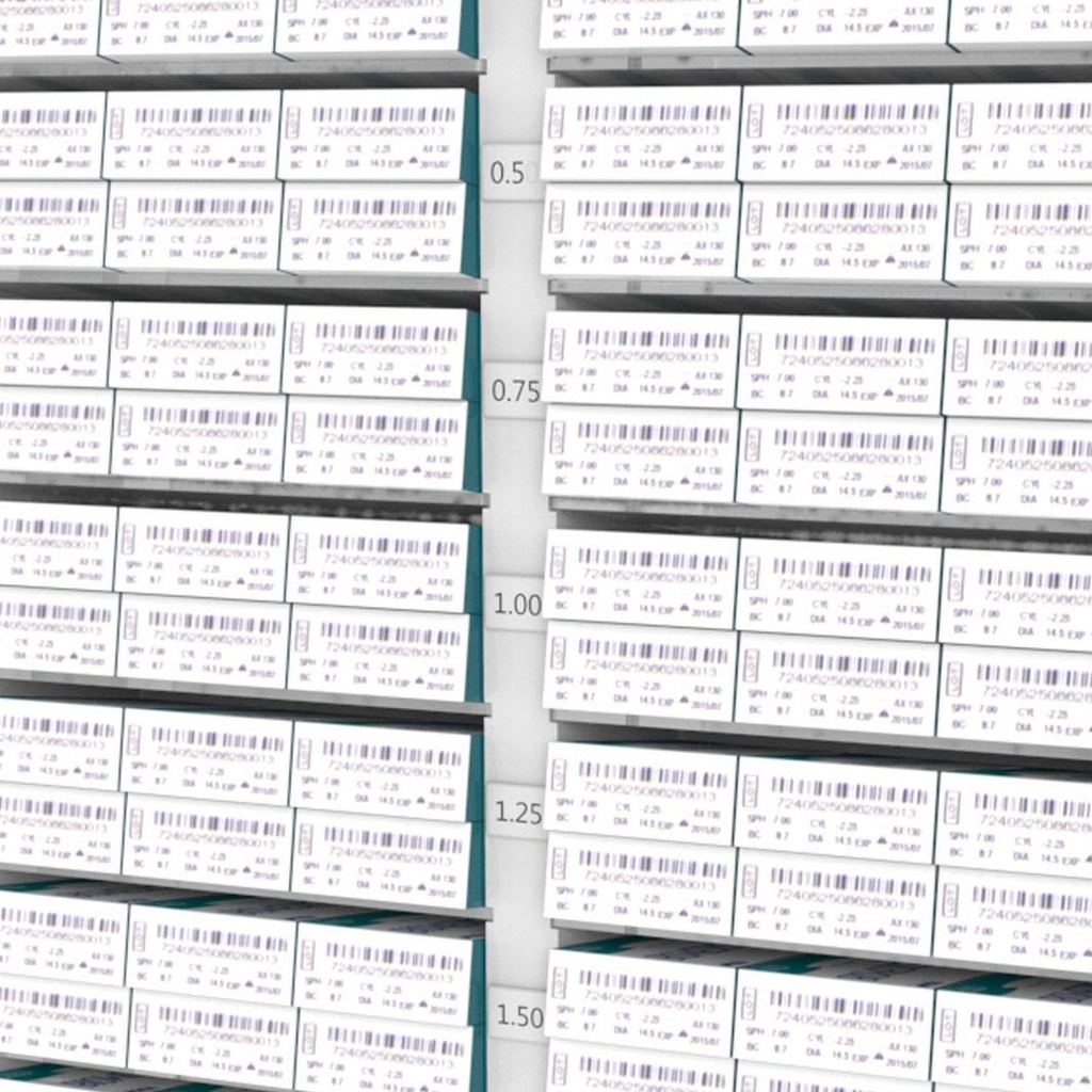 Wall display for contact lenses