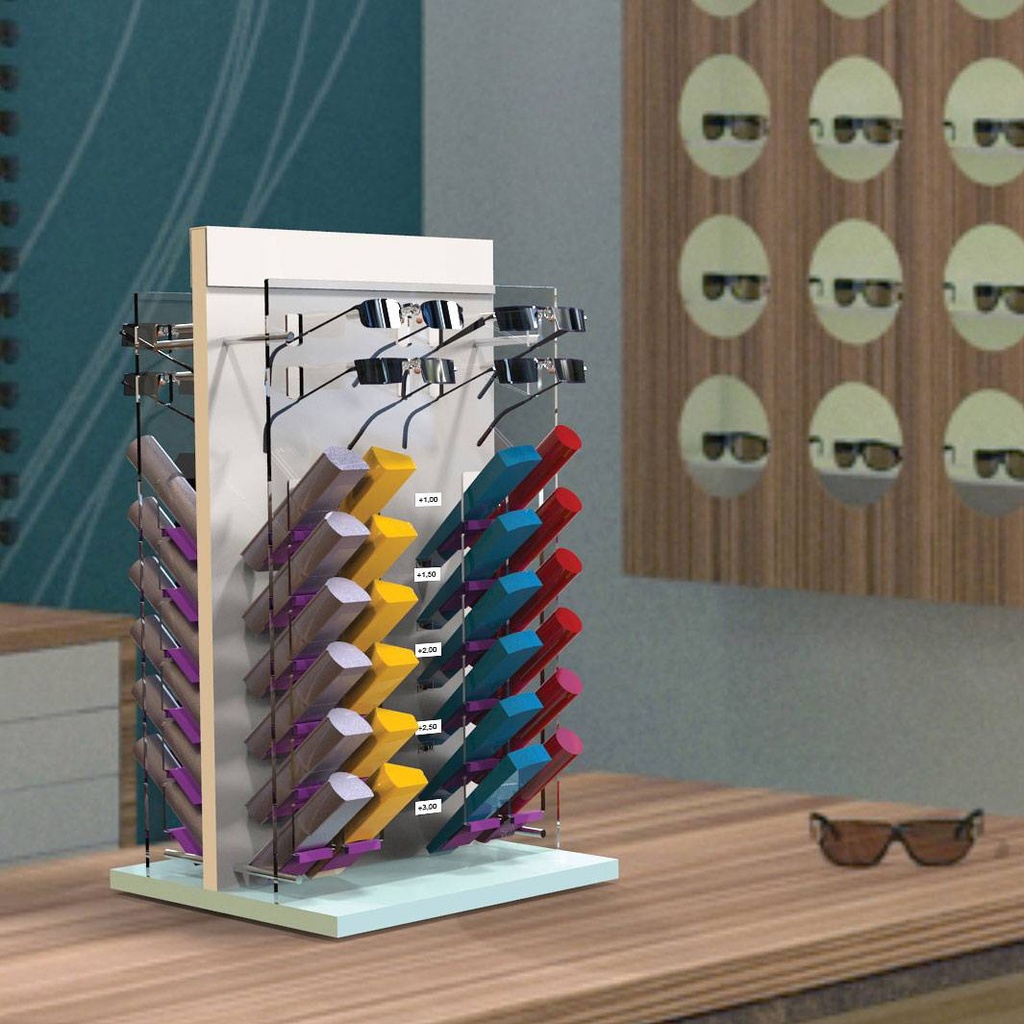 Table display for reading glasses, 2-sided, 300x620x280 mm, 8+40