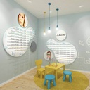 Clear Look kids wall display, cloud shaped, 11 rails (56), 1700x1400x280 mm