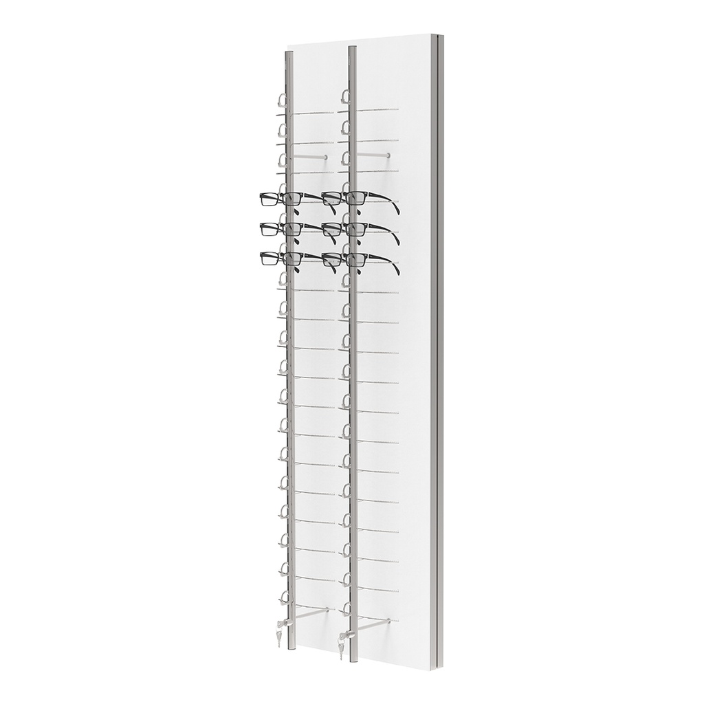 Expositor de pared RR, 2 barras con cerradura de llave (36 monturas), 450x1500x280 mm