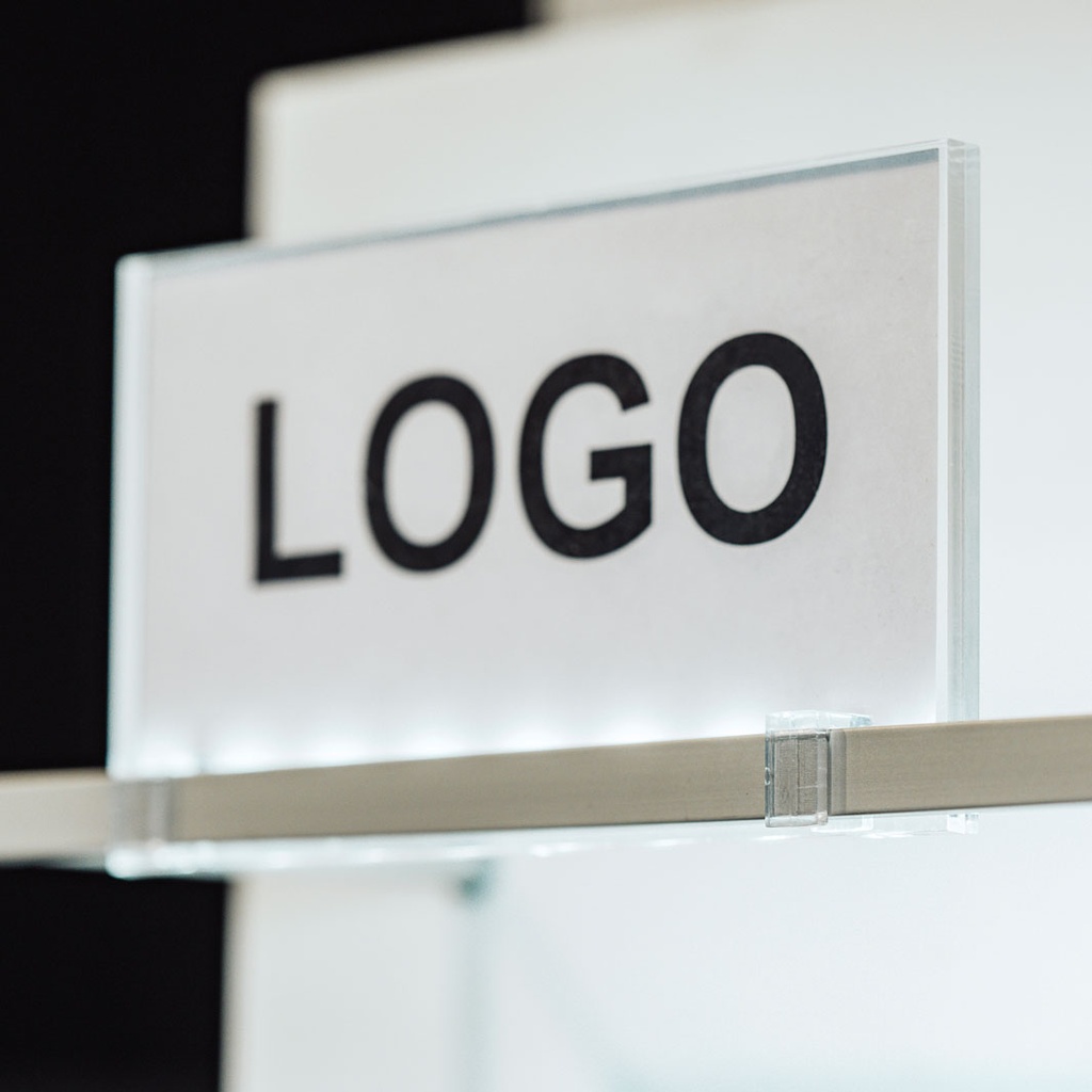 Clear Look logo holder, exchangeable inserts, 140x80 mm