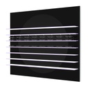 Expositor de pared Aura R, círculo negro, 7 estantes LED, magnético, 1800x1500x280 mm