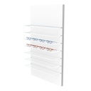 Espositore da parete Vera, 7 ripiani in vetro con LED