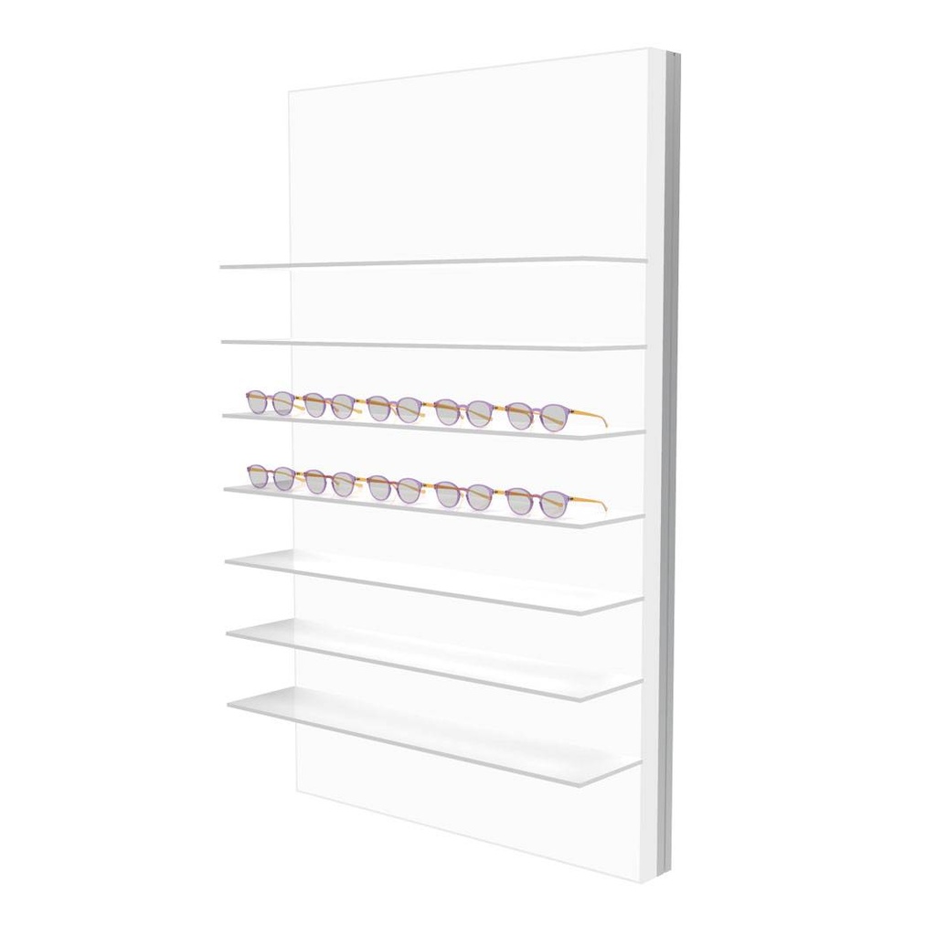 Expositor mural Polar, 7 repisas, panel LED