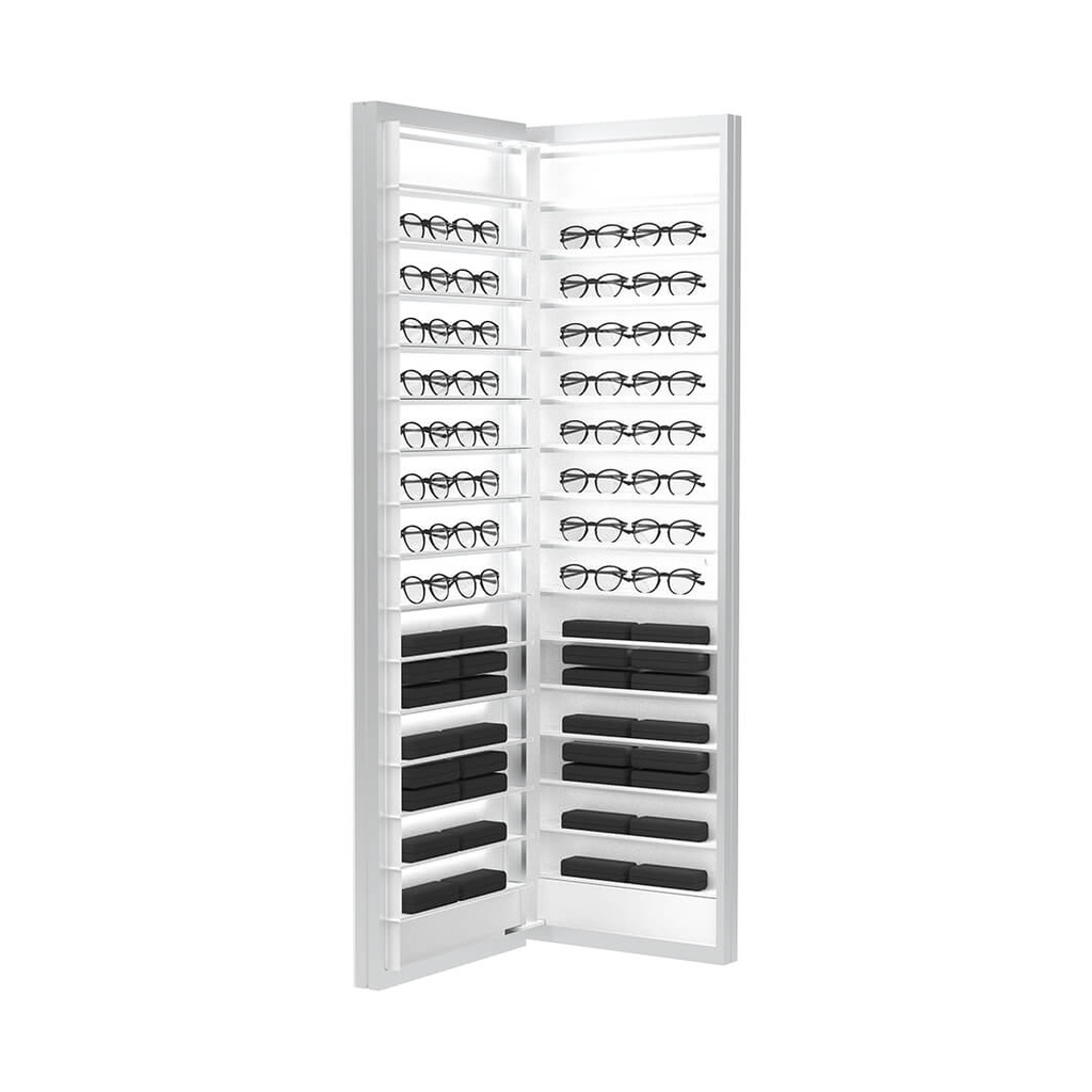 [D2E.O.45.LO / WD.2.45 LED] + D2 Dual back storage, 30 shelves (450x1500x195 mm, 60 frames/cases, left door opening, no locking, white LED lighting)
