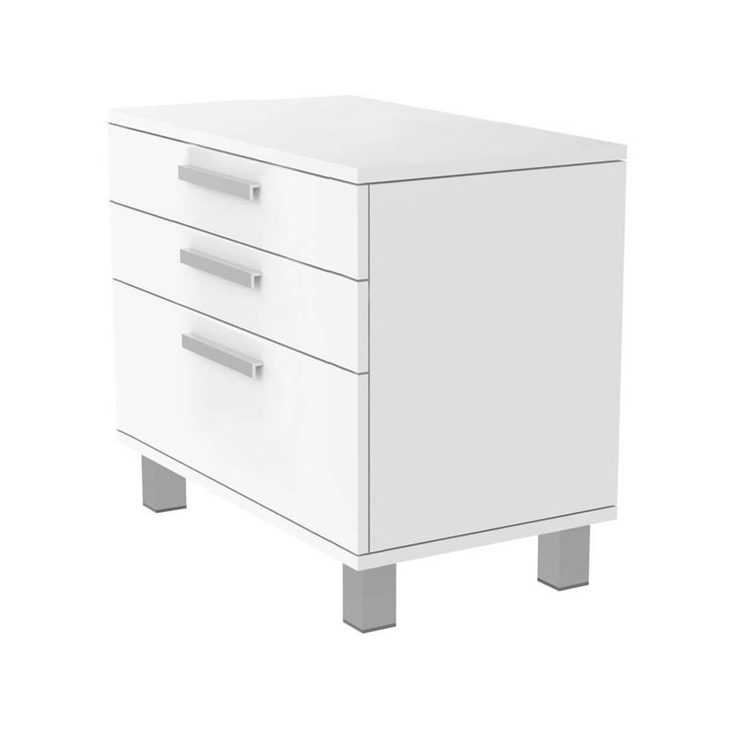 Armoire FS avec 3 tiroirs avec poignées, blanche