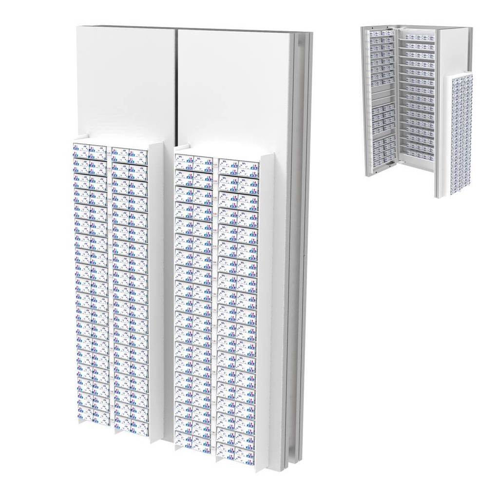 Espositore da parete per lenti a contatto con stoccaggio, 900x1500x280 mm