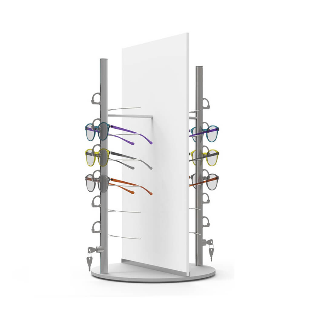 Table display with 2 RR6 rods (12), rotating plate, 330x620 mm