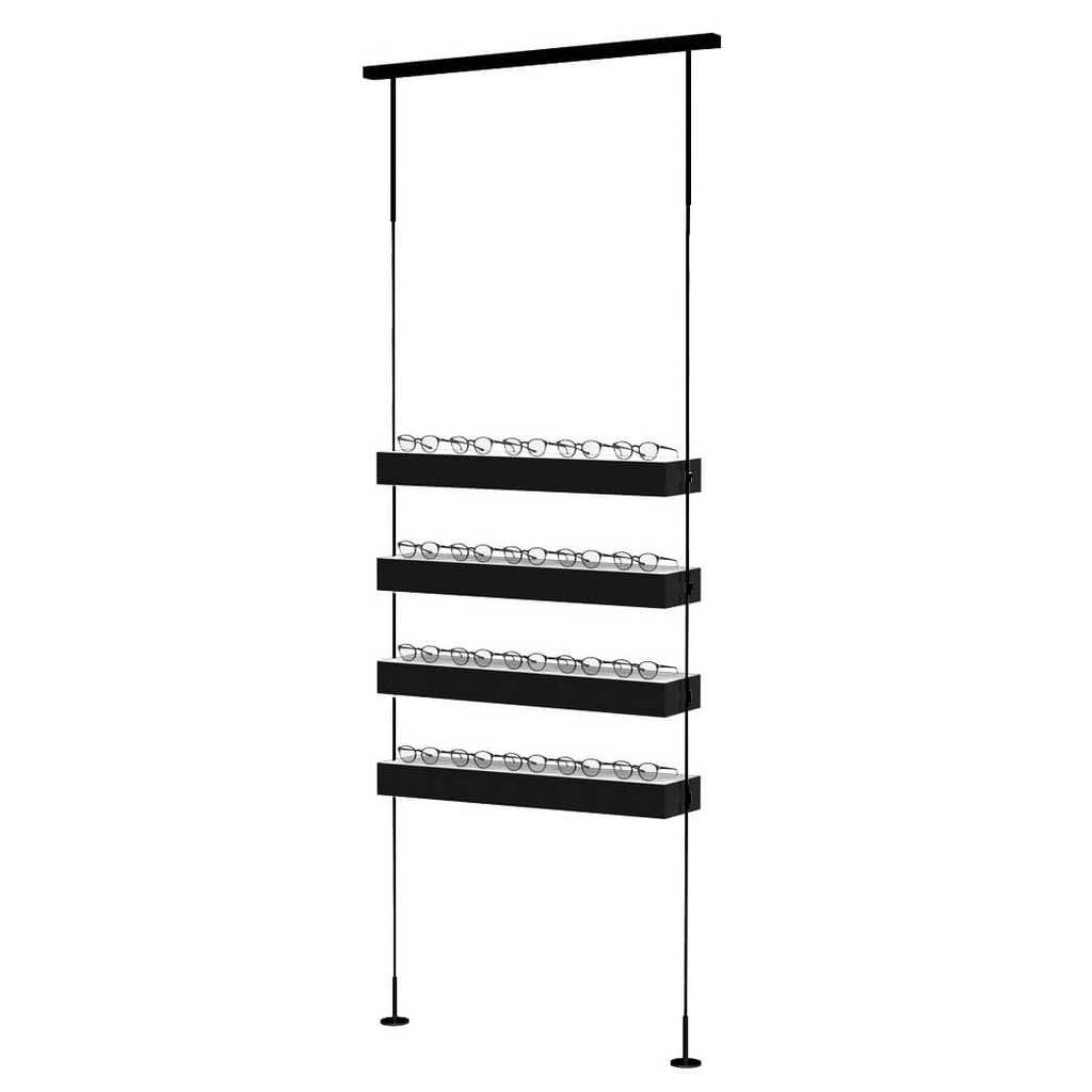Sky Line Quadro display, 4 LED shelves, 900x1600-4500 mm