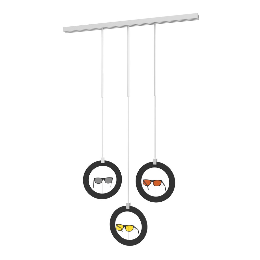 Expositor Sky Line Solo, 3 marcos decorativos redondos, 1000x1600-4500 mm