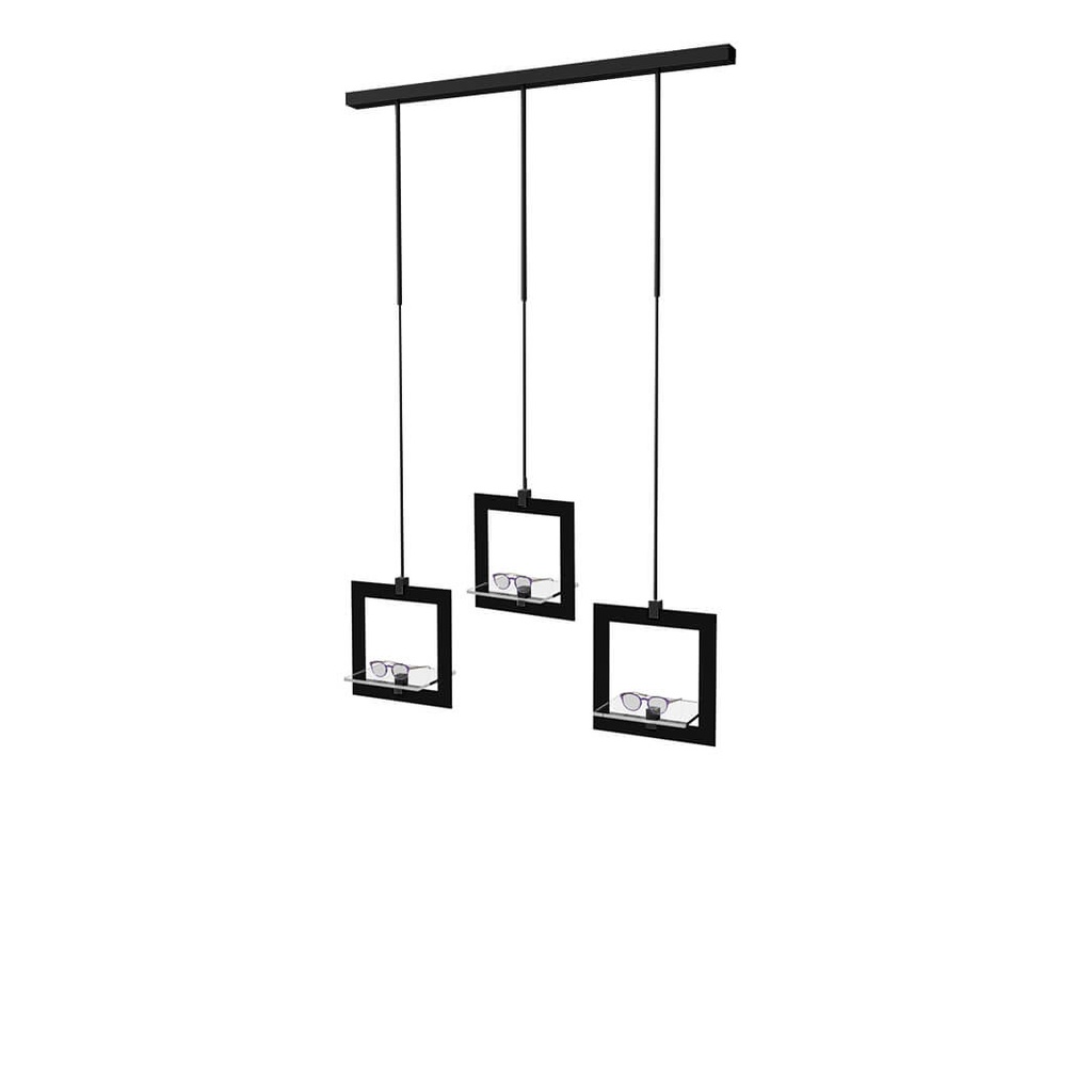 Sky Line Solo display, 3 deco frames with transparent shelves, 1000x1600-4500 mm