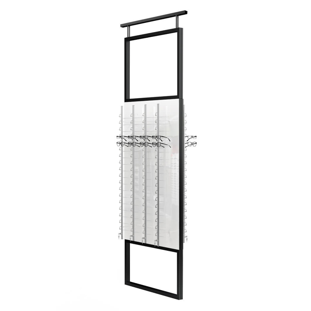 [SW.TE1.L / TSF.WP.8.L black] Expositor Telescope, 2 paneles con 8 barras (144), 900x1800-4500 mm (barras con cerradura con llave, construcción negra)