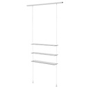 Espositore Sky Line, 3 ripiani trasparenti in vetro, 900x1600-4500 mm