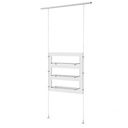 Sky Line display, plate with 3 transparent shelves, acrylic, 900x1600-4500 mm