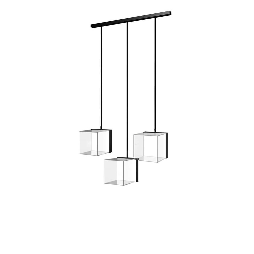 [SW.SKS10 / SKS.10 black rods] Expositor Sky Line Solo, 3 barras LED con 3 cajas acrílicas LED, 1000x1600-4500 mm (construcción negra)