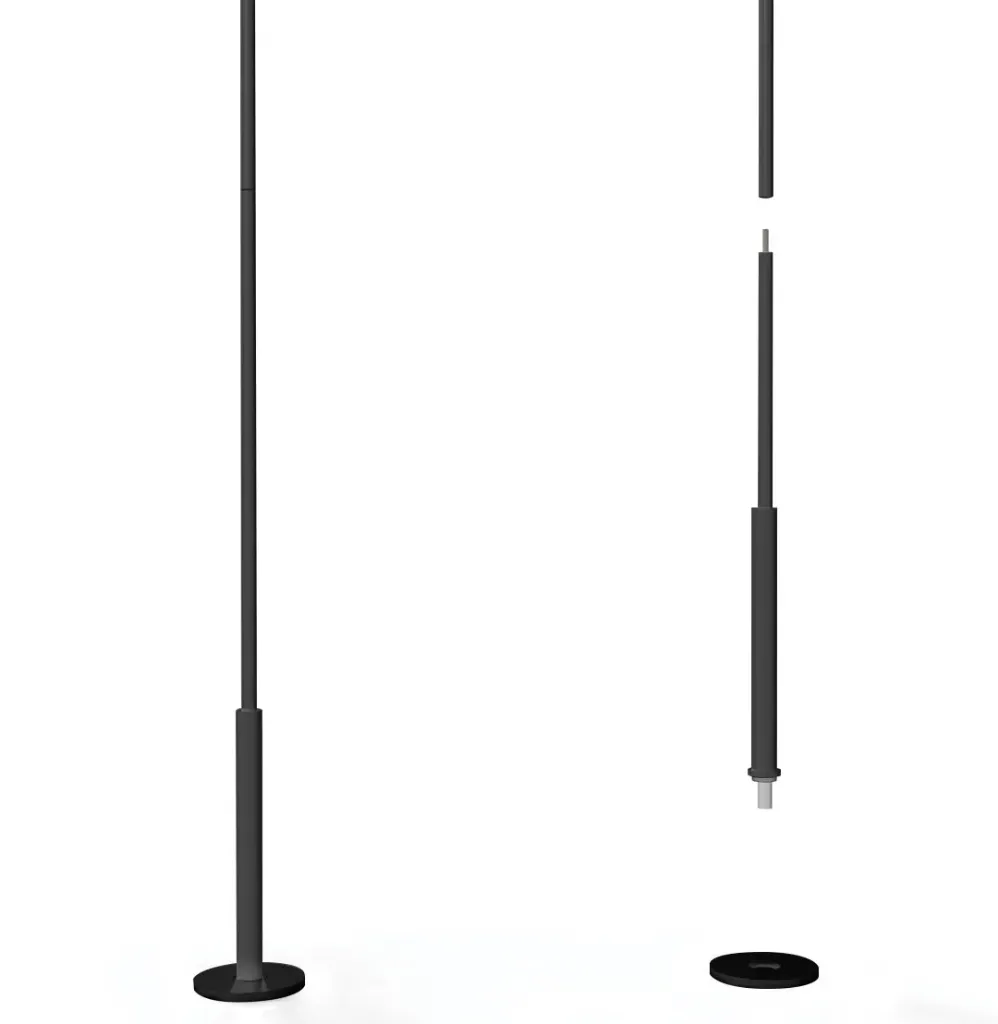 Tige télescopique pour éléments de vitrine, Φ8/Φ14, 1500–4000 mm