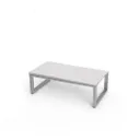 Schaufenster-Tisch, Aluminiumkonstruktion, Acryl-Ablageplatte mit Löchern