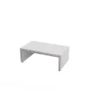 Expositor mesa para escaparate, estructura de aluminio con placas laterales, placa superior acrílica con agujeros