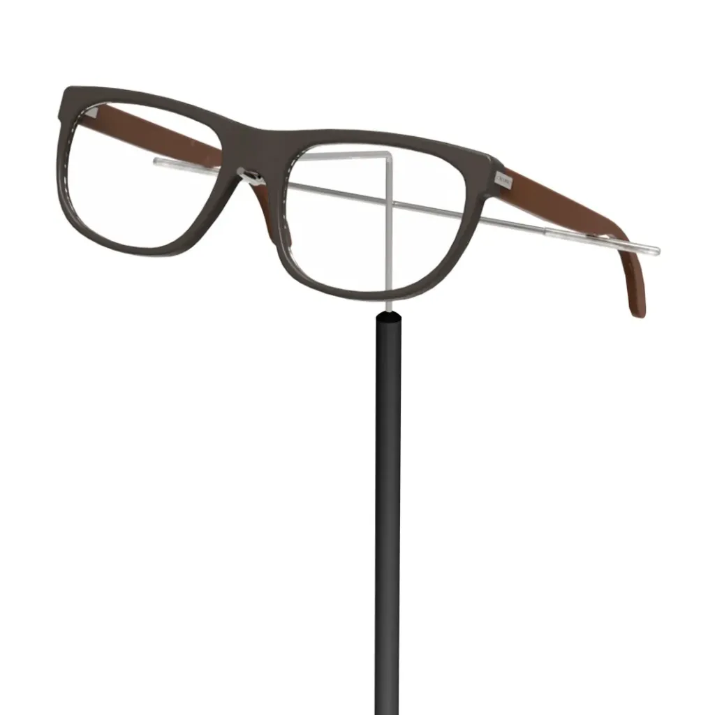 [SW.GHS.R / H.GH black] Teleskopstange mit Brillenhalter für Schaufenster, stehend (ohne Verriegelung, schwarze Stange(n))