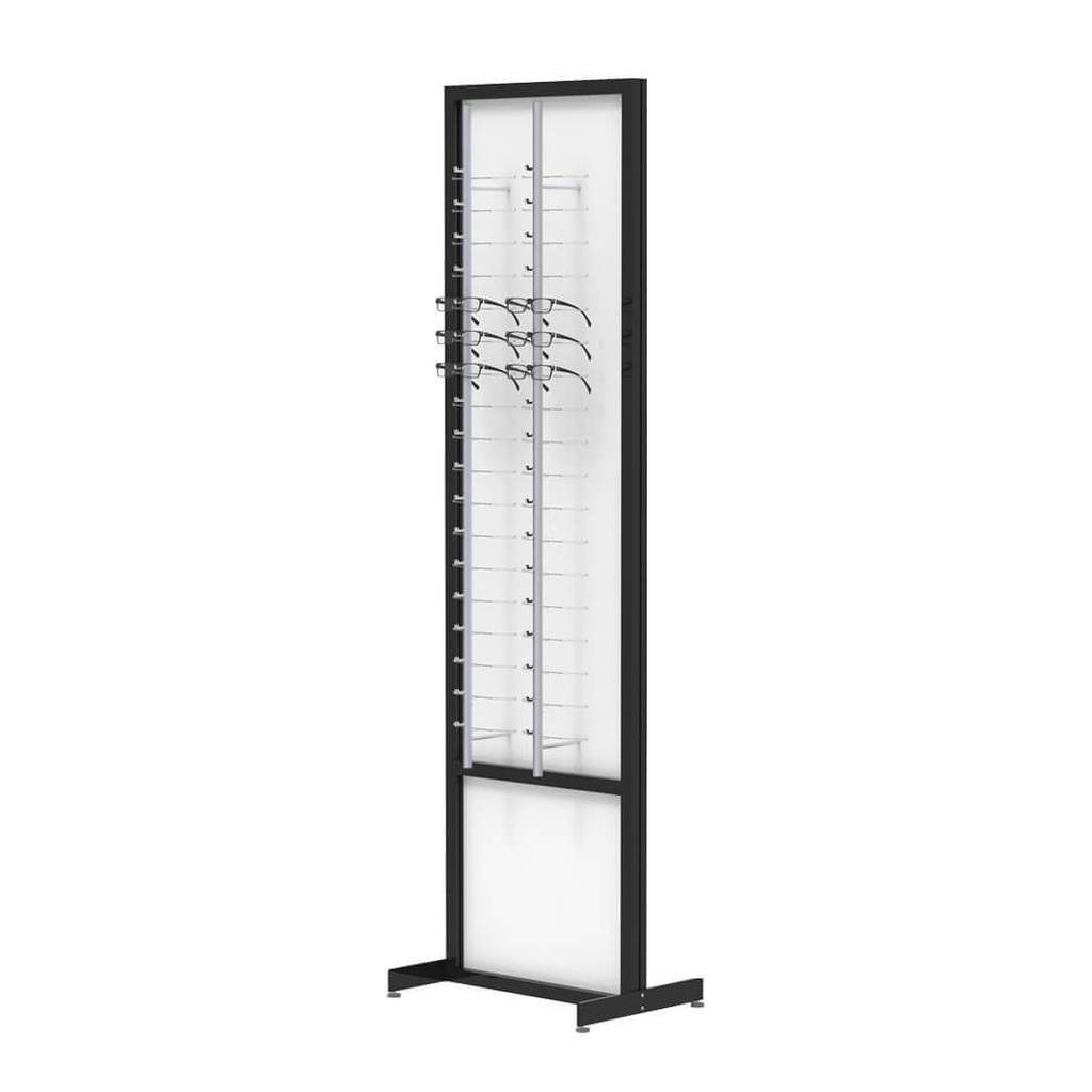 Espositore FS, lastra fissa con aste aperte, presentazione 1 lato