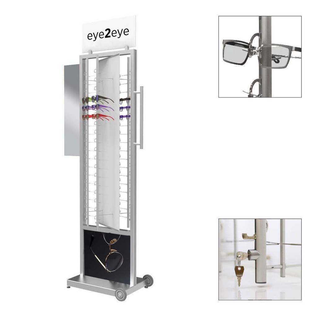 Présentoir FS, base FW2, plaque tournante avec 4 tiges (72), 560x2000x470 mm