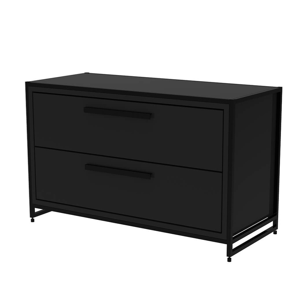 [STK.B2.90 black constr., black decor] STK samostojeći ormarić, 930x505x400 mm (crna konstrukcija, crna, 2 duboke ladice)
