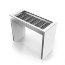 Showcase table with drawer(s), white acrylic