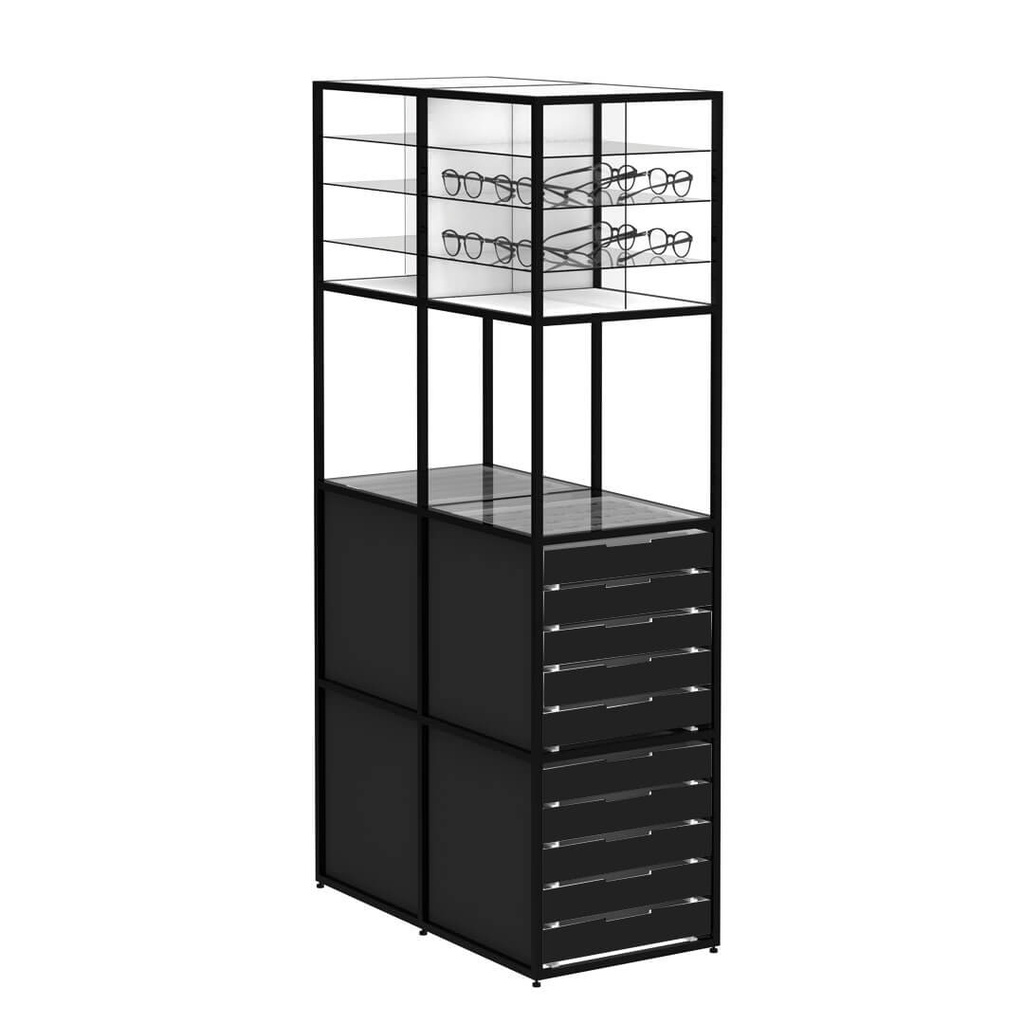 Expositor STK, 2 estantes en cruz (32), 20 bandejas (200), 400x1555x785 mm