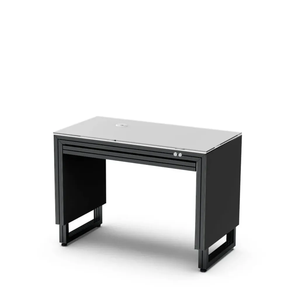 [TD1.100.LCH.LS / TD.S.100 black / black / left left] Electric instrument table, 1 drawer (1000x650-950x480 mm, black construction, cable hole - left , power outlet - left, black)