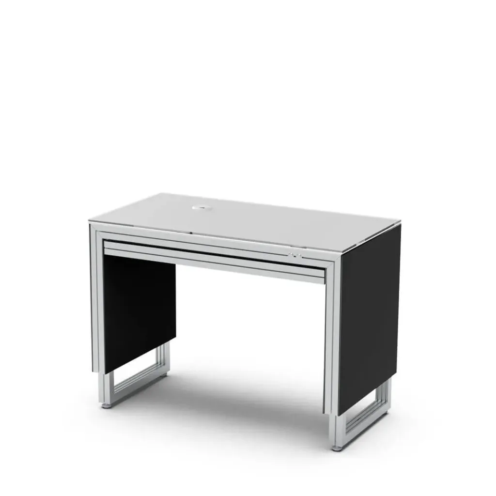 [TD1.100.LCH.LS / TD.S.100 aluminium / black / left left] Tavolo elettrico per strumenti, 1 cassetto (1000x650-950x480 mm, struttura in alluminio, foro per cavo a sinistra, presa di corrente a sinistra, nero)