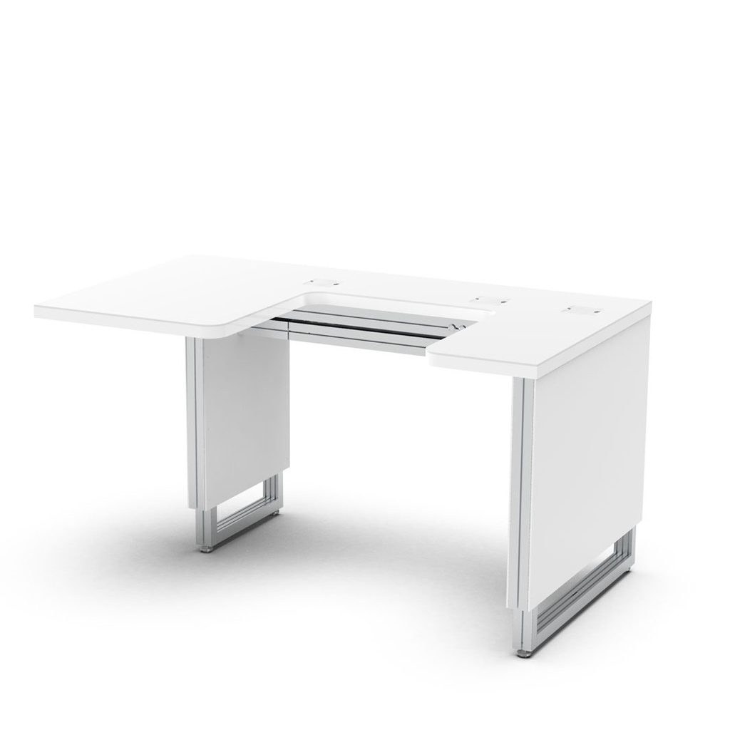 U-shaped electric instrument table, 3 instruments, 1400x700-920x800 mm (black construction, orientation left, black)